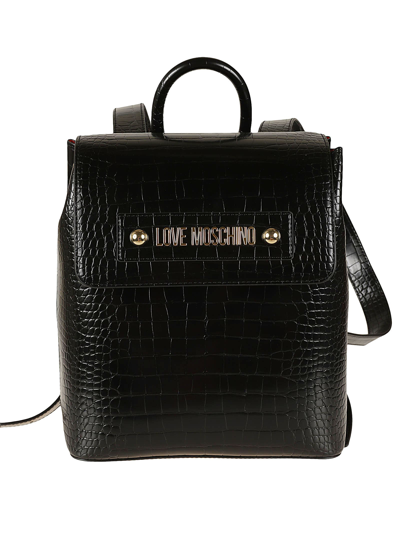 Shop Love Moschino Big Logo Backpack In Black