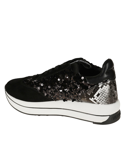 Shop Love Moschino Sequined Sneakers In Black