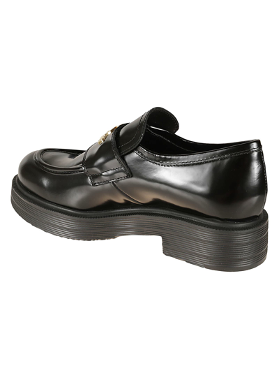 Shop Love Moschino Logo Platform Loafers In Black