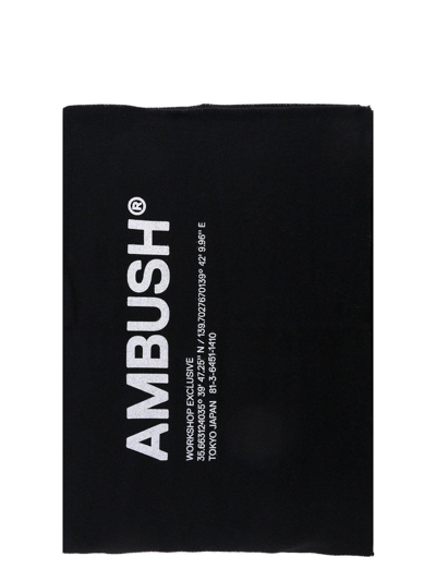 Shop Ambush Logo Intarsia Scarf In Nero