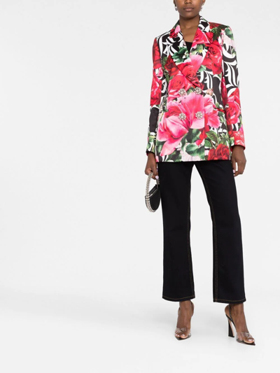 Philipp Plein Romance Floral-print Blazer In Black