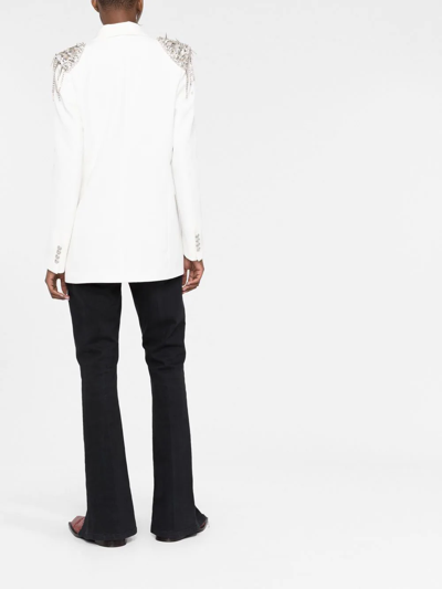 Philipp Plein Crystal-embellished Double-breasted Blazer In White