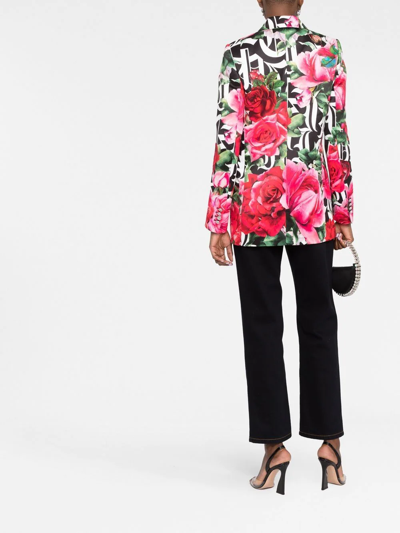 Philipp Plein Romance Floral-print Blazer In Black