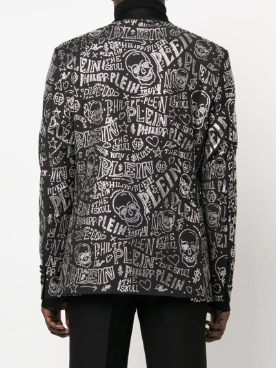 Philipp Plein Logo-embellished Single-breasted Blazer In Black