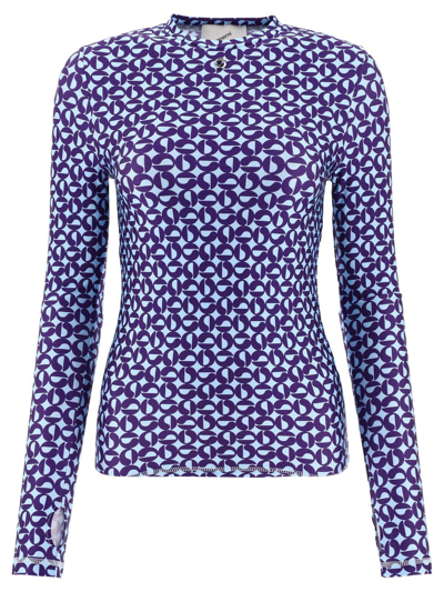 Shop Coperni All-over Graphic-printed Top In Light Blue