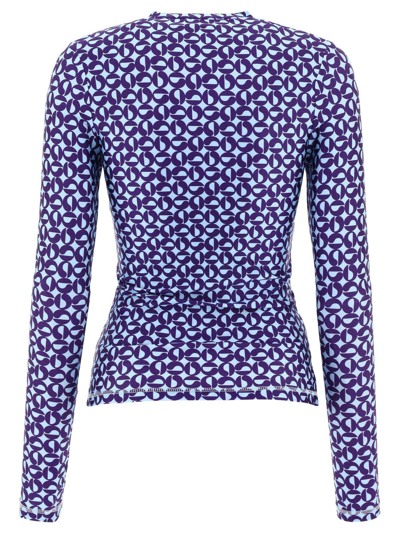 Shop Coperni All-over Graphic-printed Top In Light Blue