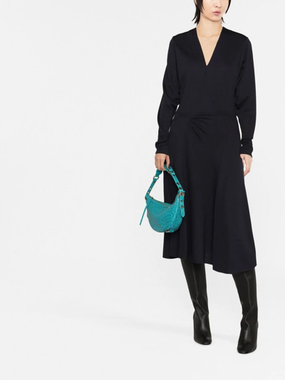 Isabel Marant Draped V-neckline Midi Dress With Long Sleeves In Black