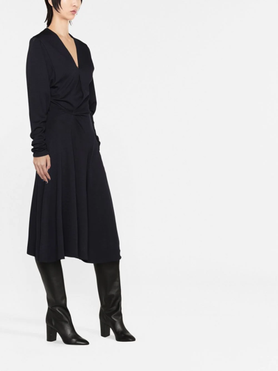 Isabel Marant Draped V-neckline Midi Dress With Long Sleeves In Black