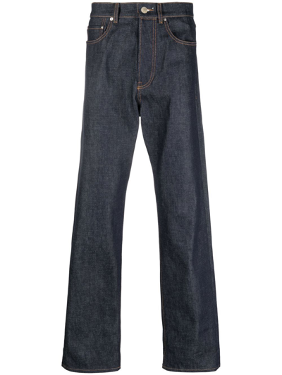Shop Kenzo Logo-patch Straight-leg Jeans In Blue