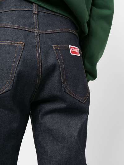 Shop Kenzo Logo-patch Straight-leg Jeans In Blue