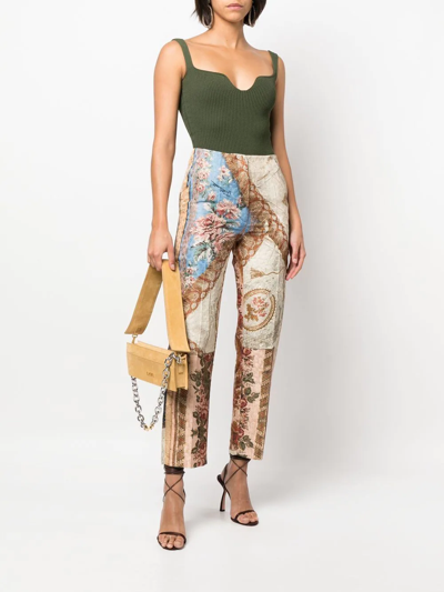 Shop Just Cavalli Mix-print Cropped Trousers In Neutrals