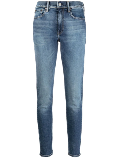 Shop Polo Ralph Lauren Washed-denim Skinny Jeans In Blue