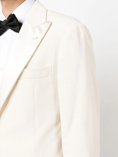Shop Brunello Cucinelli Silk-lapel Single-breasted Blazer In White