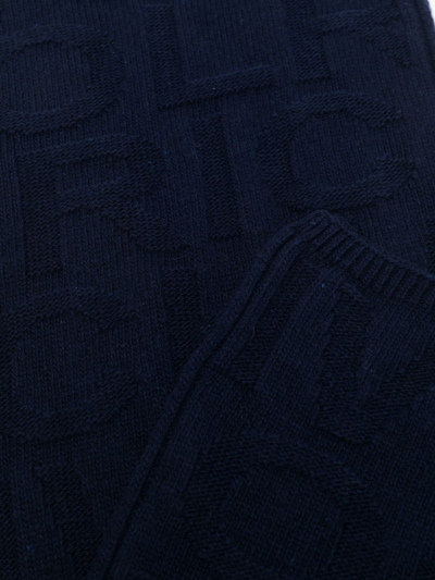 Shop Woolrich Debossed Monogram Scarf In Blue