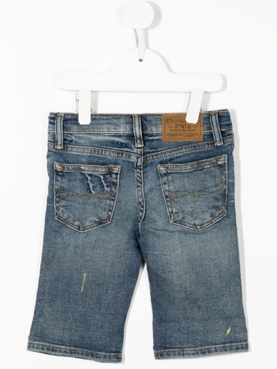 Polo Ralph Lauren Paint-print Denim Shorts In Blue