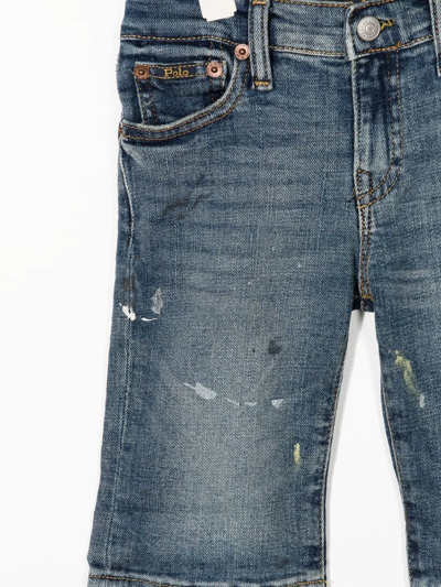 Polo Ralph Lauren Paint-print Denim Shorts In Blue