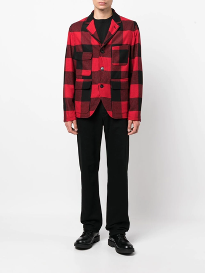 Shop Woolrich Upland Check-pattern Blazer In Red