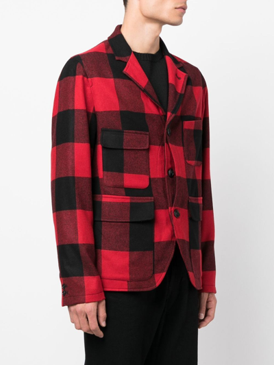 Shop Woolrich Upland Check-pattern Blazer In Red
