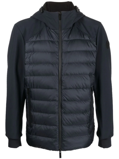 Shop Woolrich Hybrid Feather-down Soft-shell Jacket In Blue