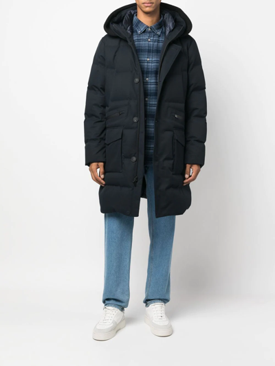 Woolrich Button-fastening Padded Jacket In Blue