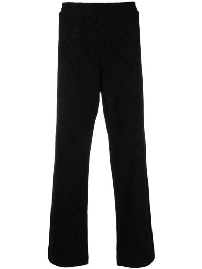 Shop Koché Monogram Jacquard Straight-leg Trousers In Black