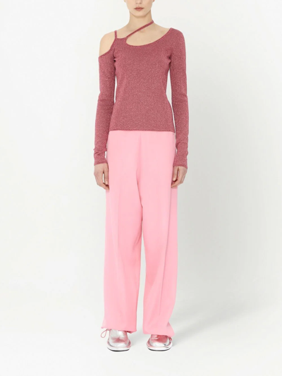 Shop Jw Anderson Cut-out Metallic Asymmetric Top In Pink