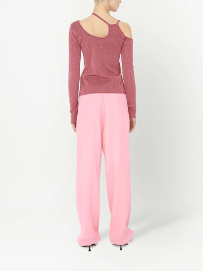 Shop Jw Anderson Cut-out Metallic Asymmetric Top In Pink