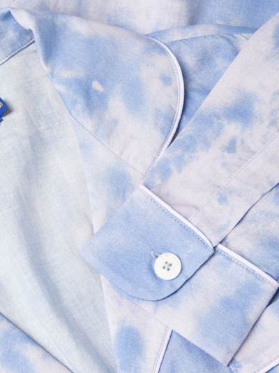 Shop Desmond & Dempsey Tie-dye Print Pajama Set In Blue