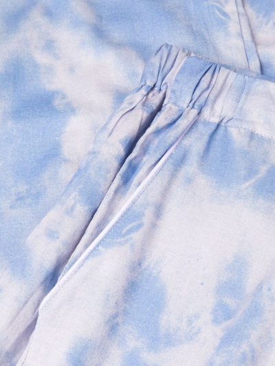 Shop Desmond & Dempsey Tie-dye Print Pajama Set In Blue