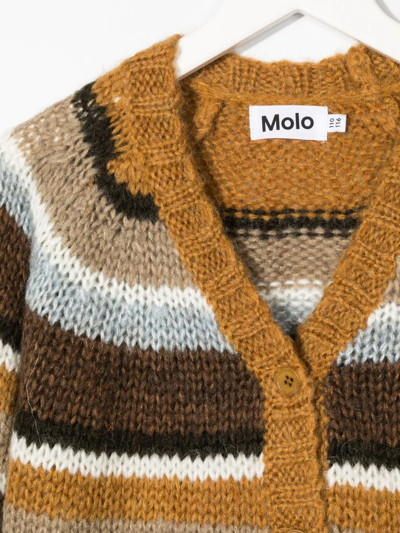Shop Molo Striped Wool-blend Cardigan In Neutrals