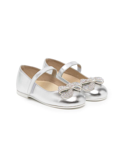 Babywalker Luminosa Crystal-embellished Metallic Leather Ballet Flats 4-7 Years In Silver