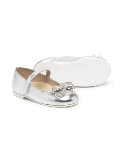 Babywalker Luminosa Crystal-embellished Metallic Leather Ballet Flats 4-7 Years In Silver