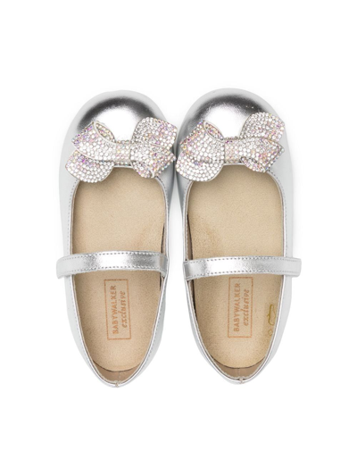 Babywalker Luminosa Crystal-embellished Metallic Leather Ballet Flats 4-7 Years In Silver
