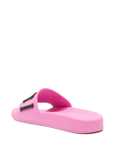Shop Amiri Debossed-logo Pool Slides In Pink