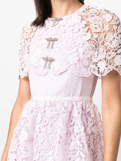 Shop Self-portrait Lace Tiered Maxi Dress In Pink