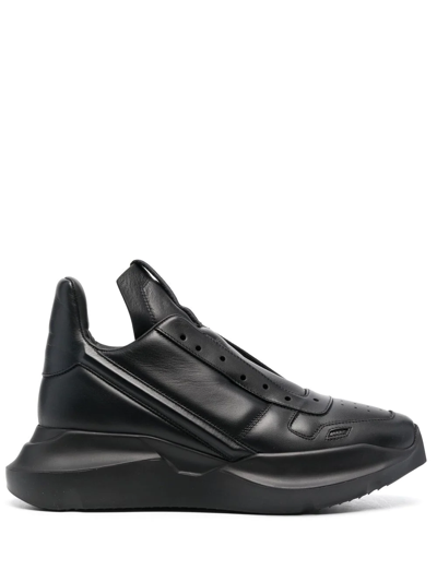 Shop Rick Owens Geth Leather Sneakers In Black