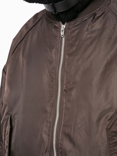 Shop Juunj Shearling-collar Padded Bomber Jacket In Brown