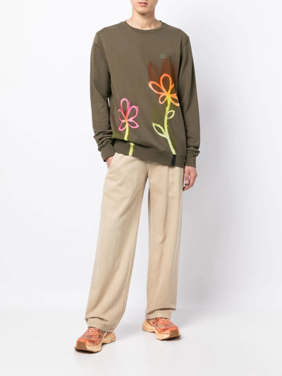 Stain Shade Graphic-print Long-sleeve T-shirt In Green