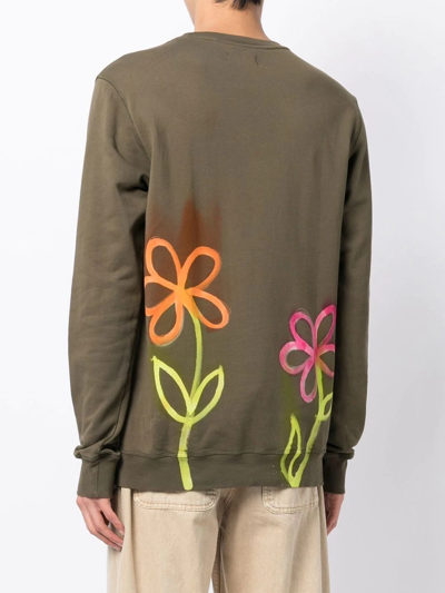 Stain Shade Graphic-print Long-sleeve T-shirt In Green