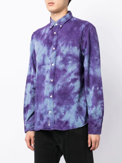 Shop Stain Shade Long-sleeve Tie-dye Shirt In Blue