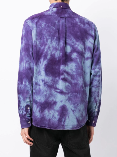 Shop Stain Shade Long-sleeve Tie-dye Shirt In Blue