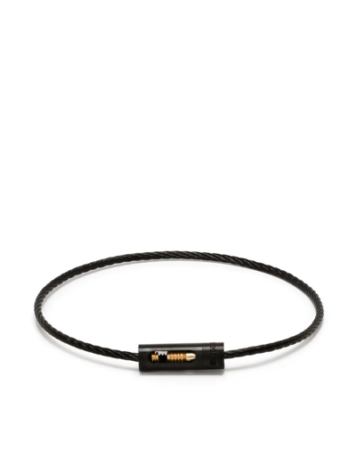 Shop Le Gramme 18kt Yellow Gold And Titanium 5g Cable Bracelet In Black
