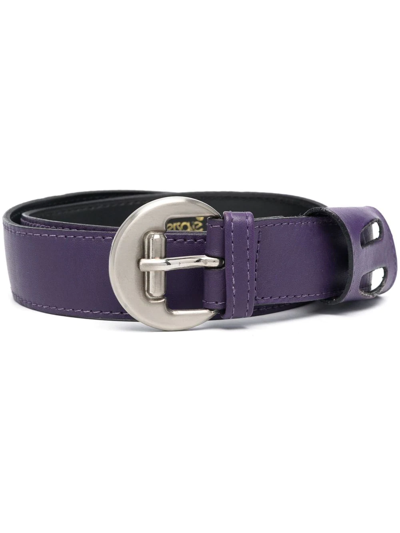 Pre-owned Versace 1970s Leather Buckle Belt In Purple