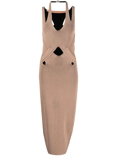 Shop Dion Lee Cut-out Detail Midi Dress In Brown