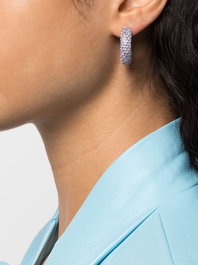 Shop Amina Muaddi Cameron Crystal Hoop Earrings In Silver