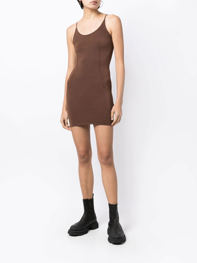 Shop Dion Lee Mini Slim-cut Slip Dress In Brown