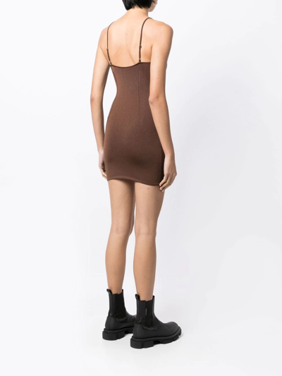 Shop Dion Lee Mini Slim-cut Slip Dress In Brown