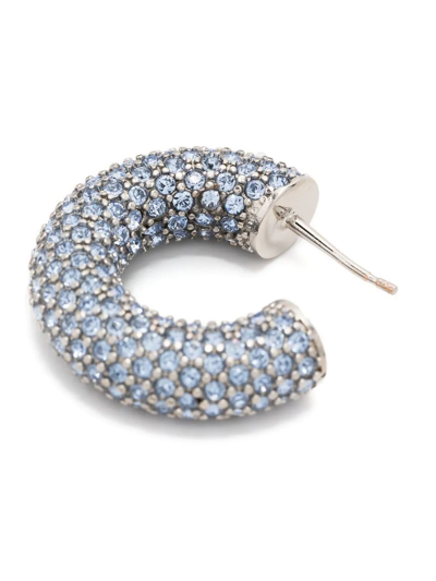 Shop Amina Muaddi Cameron Crystal-embellished Hoop Earrings In Blue