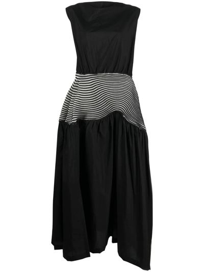 Shop Issey Miyake Winding Ruched-detail Midi Dress In Black