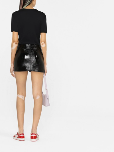 Shop Courrèges Zip-fastening Polished-finish Skirt In Black